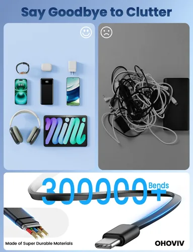 Miniatura 3 de Cargador portátil, banco de energía de 50000 mAh con cables incorporados, paquete de batería de carga rápida de 22.5W, cargador de teléfono portátil