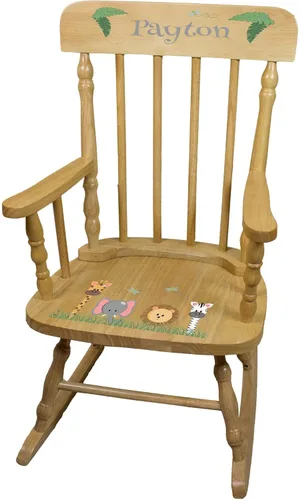 My Bambino Mecedora de madera personalizada para niños | Mecedora natural para niños (safari) | Silla infantil con nombre personalizado | Baby