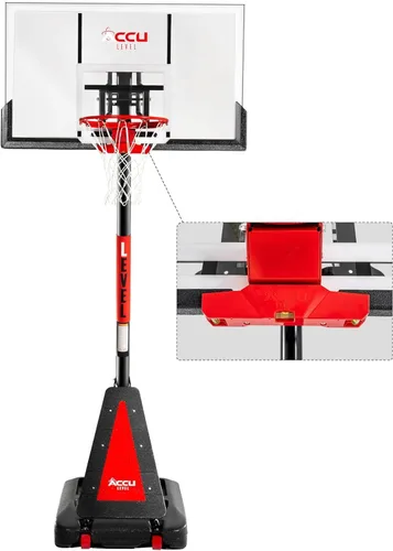 Miniatura 2 de ACCU LEVEL Arro de baloncesto con manivela para exteriores, 7.5-10 pies, ajustable, portátil, portería de baloncesto para jóvenes y adultos, 54