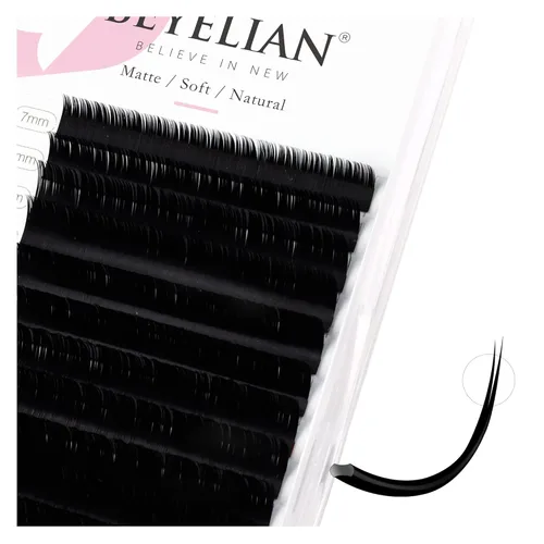 BEYELIAN - Extensiones de pestañas, pestañas individuales, 0.15mm, Rizo D+, 7-15mm, extensiones de pestañas clásicas súper mate, extensión de