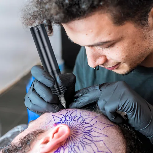 Miniatura 6 de Kit de pistola de tatuaje-BIOMASER Kit de tatuaje inalámbrico completo para principiantes, juego de máquina de tatuaje rotativa, 20 agujas