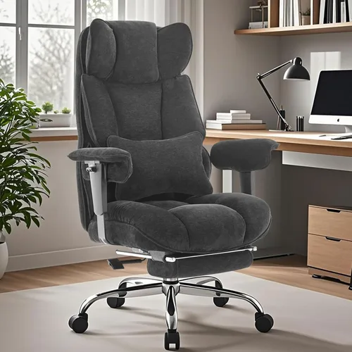 Miniatura 19 de Efomao Silla de oficina ejecutiva, silla de computadora acolchada suave con reposapiés, sillas de escritorio de tela para oficina en casa, sillas