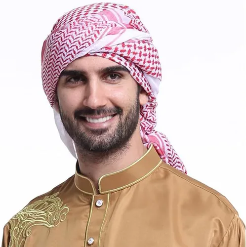 Miniatura 3 de Bydezcon Pañuelo para la cabeza grande árabe Shemagh para hombre, chal del desierto Keffiyeh con estampado árabe, bufanda para el cuello, pañuelo