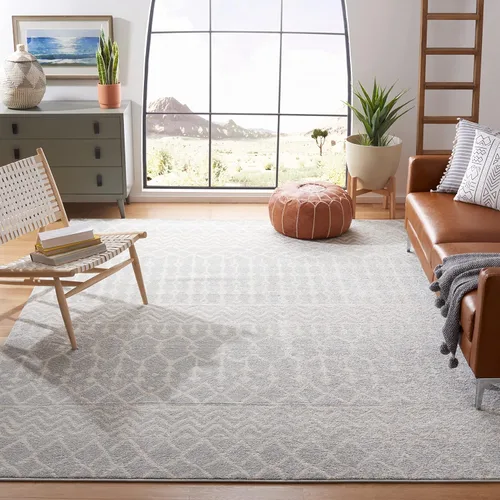 Miniatura 22 de SAFAVIEH Alfombra de área de 12 x 15 pies, colección Tulum, grande, color marfil y gris claro, diseño marroquí bohemio envejecido, no desprende