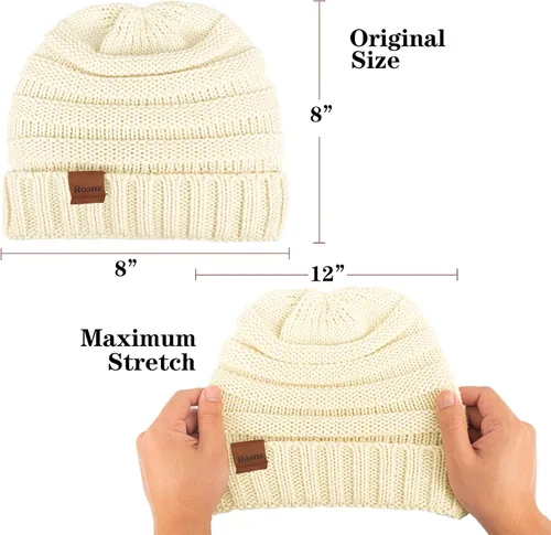 Miniatura 6 de Rosoz Gorros de invierno para mujer para mujer, gorros de punto cálidos para mujer, gruesos para clima frío