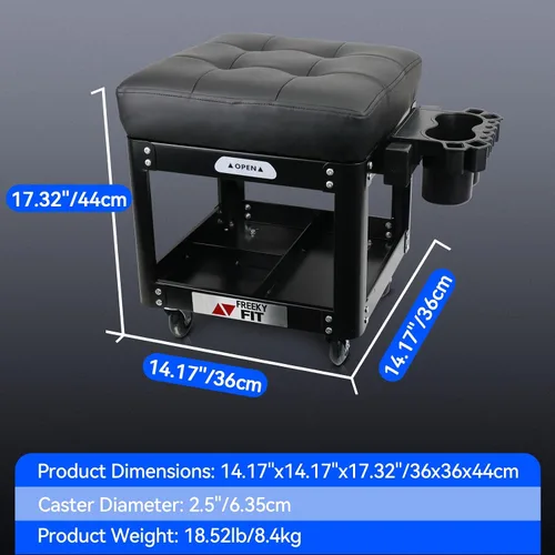 Miniatura 2 de Rolling Creeper - Asiento de garaje para hombres, taburete mecánico acolchado con bandeja de herramientas de almacenamiento para garaje, taburete