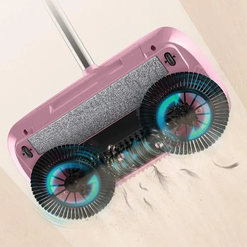 Miniatura 5 de TOPINCN Hogar perezoso automático mano empujar barredora escoba barredora máquina trapeador escoba recogedor herramientas de piso () Rosado