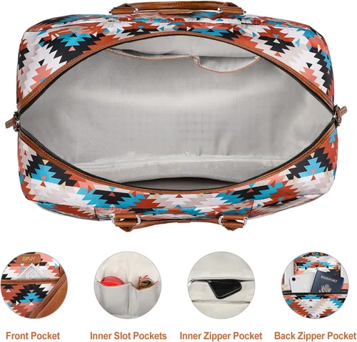 Miniatura 123 de IBFUN Bolsas de fin de semana para mujer, bolsa grande de lona para viaje, bolsa de viaje con compartimento para zapatos, 21 pulgadas, juego de 3