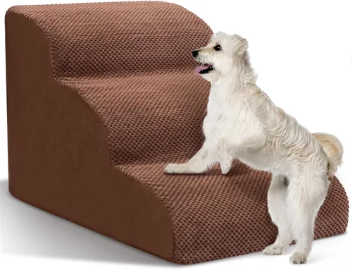 Miniatura 21 de Escaleras para Perros para Perros Pequeños - Rampa de Espuma de Alta Densidad, Pasos Extra Anchos para Mascotas con Fondo Antideslizante para Camas
