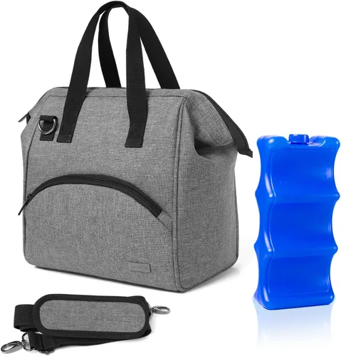 Miniatura 10 de Luxja Bolsa enfriadora de leche materna con una bolsa de hielo (se adapta a 6 botellas, hasta 9 onzas), enfriador de leche materna para biberones
