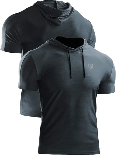 Miniatura 5 de NELEUS Camiseta deportiva Dry Fit Performance con capucha para hombre