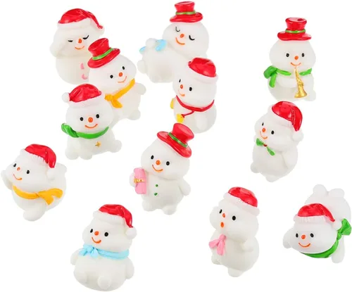 BESTOYARD Kit de muñeco de nieve en miniatura de Navidad, adornos de jardín de hadas, manualidades de resina, figuras de globo de nieve, decoración