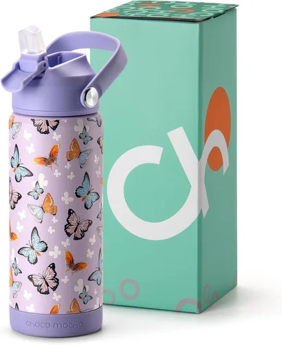 Miniatura 12 de Botella de Agua Choco Mocha para Niños para la Escuela, Botella de Agua Aislada para Niños de Acero Inoxidable para Niños, 14 Oz Camión Monstruo