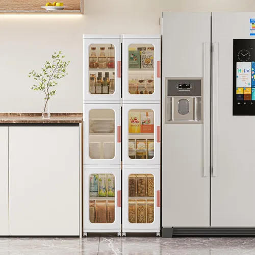 Miniatura 2 de CXCJAI Armario de almacenamiento estrecho con puertas y estantes, armario de cocina alto y delgado con estante ajustable, organizador de papel