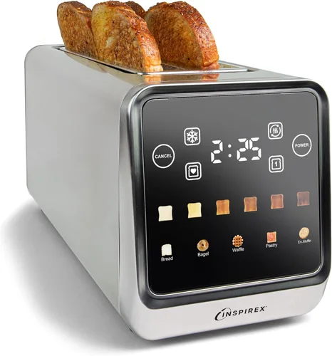 Miniatura 13 de Inspirex - Tostadora de palanca con pantalla táctil de dos rebanadas, color negro