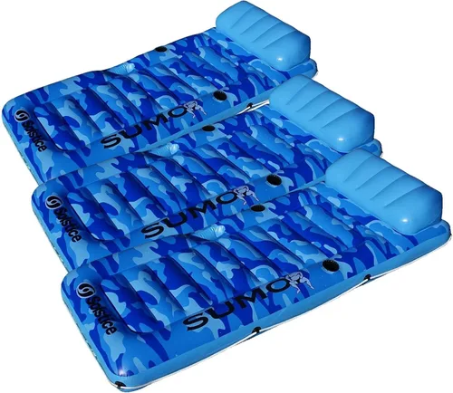 SWIMLINE Sumo Extra Large Pool Lake Float Lounger Raft for Adults & Kids | W/Huge Headrest, Cupholders, Ice Coolers, & All Around Tie-On Grab Line |