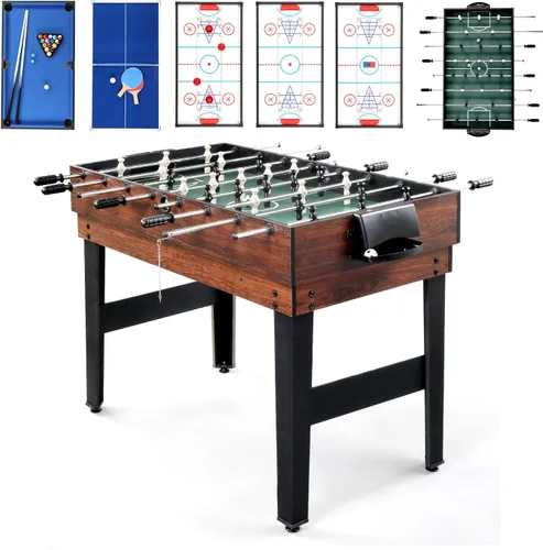PEXMOR Mesa de juego múltiple 6 en 1 para adultos, mesa combinada para sala de juegos, juego de mesa de juego de 48 pulgadas para familia con