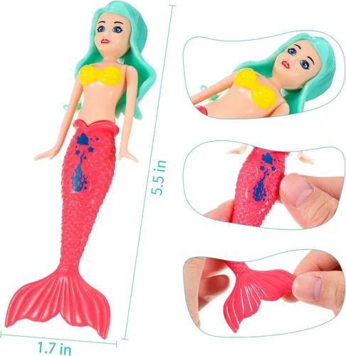Miniatura 2 de CHENGU Paquete de 6 muñecas de sirena de 5.5 pulgadas, juguetes de piscina de sirena, juguetes de buceo en agua en varios colores de plástico