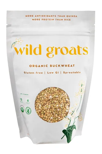 WILD GROATS Trigo sarraceno crudo orgánico, cultivado en Estados Unidos, semillas germinables, 16 onzas, sin gluten, sin cáscara, proteína completa