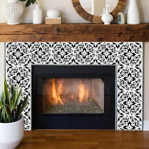 Miniatura 2 de Plantillas de azulejos de 12 pulgadas – 4 plantillas reutilizables con patrón de flores para pared y suelo de pared, manualidades, álbumes