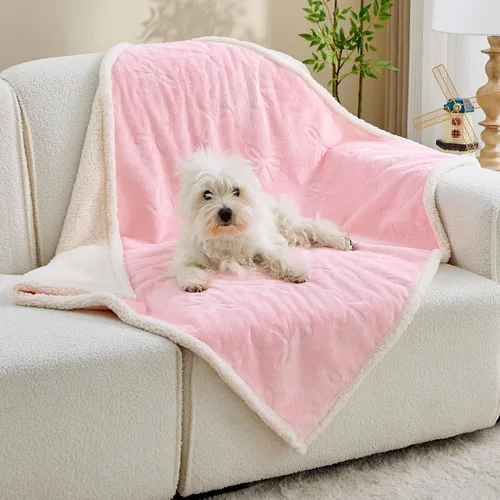 Miniatura 20 de Qeils Manta impermeable calmante para gatos de interior, manta suave y silenciosa de felpa para mascotas, manta gruesa de piel sintética de 500 GSM