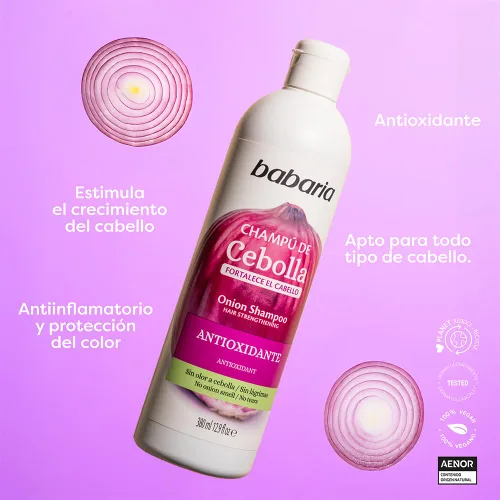 Miniatura 4 de Babaria Champú de cebolla (efecto antioxidante/estimulante) 20 oz