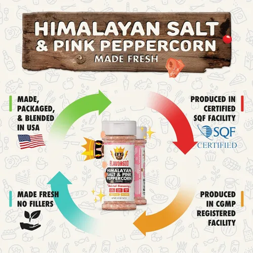Miniatura 6 de Acabador de Sal del Himalaya y Pimienta Rosa por Flavor God, Paquete de 2 - Mezcla Premium de Especias y Condimentos Totalmente Naturales