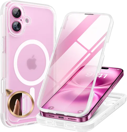 Miniatura 48 de Miracase Funda para iPhone 13 de 6.1 pulgadas, [sin burbujas] funda de teléfono de cuerpo completo con pantalla de vidrio completa integrada, sin