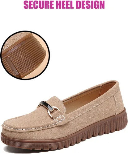 Miniatura 5 de DirraBra Mocasines casuales de gamuza para mujer, cómodos, con plataforma, para caminar, ligeros, antideslizantes, con plataforma
