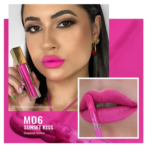 Miniatura 2 de Oulac Lápiz labial mate rosa para mujeres, lápiz labial líquido duradero de color rosa intenso, color de labios de alto impacto con cobertura total