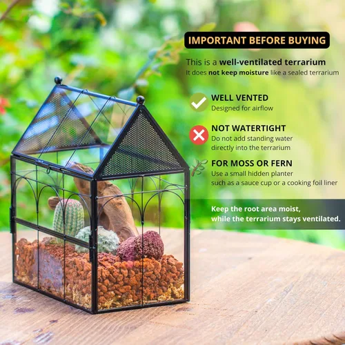 Miniatura 3 de NCYP Recinto de vidrio con orificios de ventilación para insectos, arañas saltadoras, 7.5 x 4.9 x 9 pulgadas, pequeña puerta cerrada de apertura