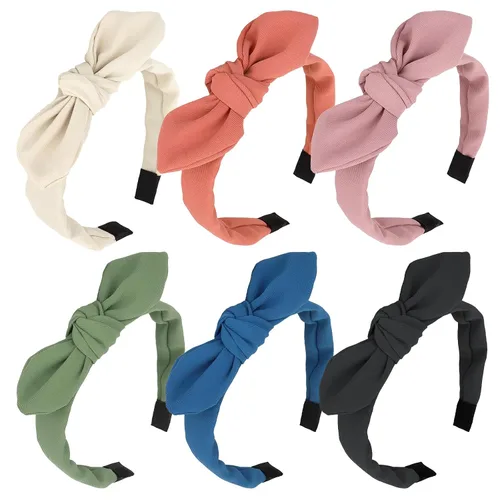 Jaciya Diademas para niñas y mujeres, accesorios para el cabello, diadema fina con lazo anudado para la cabeza, diadema con orejas de conejo