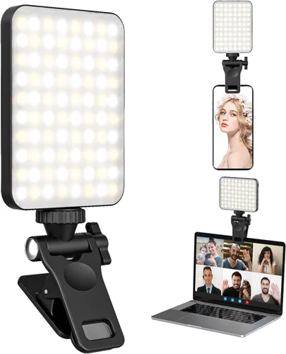 Miniatura 8 de XINBAOHONG - Luz recargable para selfie, luz de relleno con clip para teléfono, laptop, tableta, luz portátil para videoconferencia, transmisión