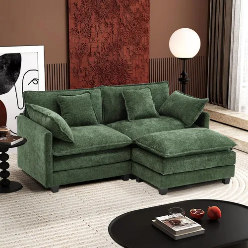 Miniatura 36 de Ihanherry - Sofá de nube de 3 plazas en L, modular, de asiento profundo, para sala de estar, cómodo cojín de asiento tapizado de doble capa, tela