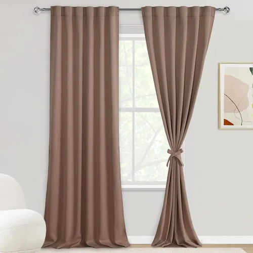 Miniatura 74 de DWCN Cortinas opacas con pestaña trasera para ventana - Cortinas opacas con bolsillo para barra para oscurecer la habitación para dormitorio/sala