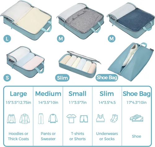 Miniatura 49 de BAGAIL 4 Set/6 Set Ultraligero Compresión Embalaje Cubos Organizador de Embalaje para Accesorios de Viaje Equipaje Maleta Mochila