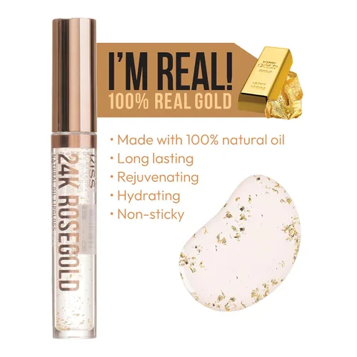 Miniatura 2 de Kiss New York Paquete de 3 aceites para labios, aceite hidratante no pegajoso, brillo labial transparente de aceite 100% natural, hidratante labial