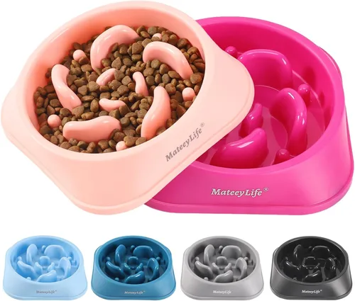 Miniatura 13 de MateeyLife Cuencos de alimentación lenta para perros, 2 unidades, cuencos rompecabezas antiasfixia para comida de perros, alimentación interactiva