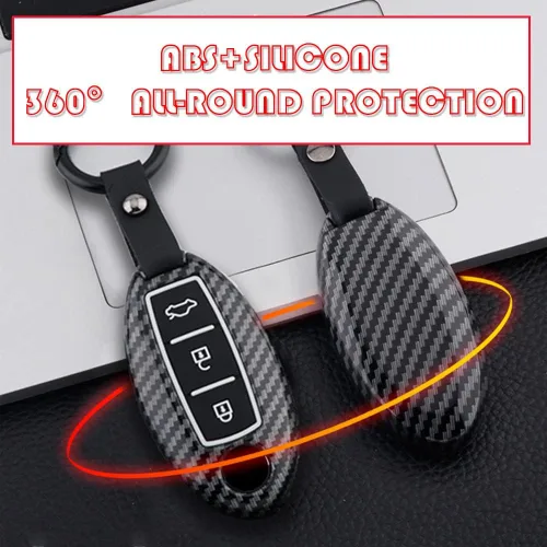 Miniatura 7 de Funda para llavero de 3 botones para Nissan 350Z 370Z Altima Armada CIMA Cube Frontier Fuga GT-R Juke Kicks Lannia Latio Leaf Livina con llavero B