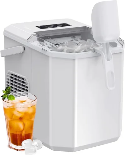 Miniatura 4 de Máquina para hacer hielo de sobremesa, máquina portátil de hielo con asa de transporte, máquinas de hielo autolimpiables con cesta y cuchara, 9