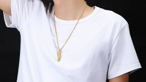 Miniatura 3 de Collar con colgante de cruz para hombre oro negro urna inglesa oración del Señor acero inoxidable ceniza conmemorativa cadena de bala para regalo