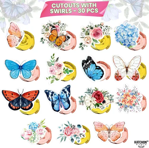 Miniatura 4 de KatchOn, Remolinos colgantes de mariposa tropical, paquete de 30, no se puede hacer tú mismo, remolinos colgantes de mariposa de primavera