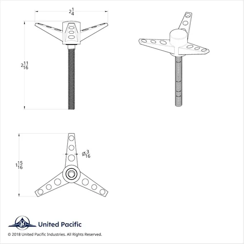 Miniatura 2 de United Pacific Industries A6216-11 Perno de ala de 3 (para filtros de aire)