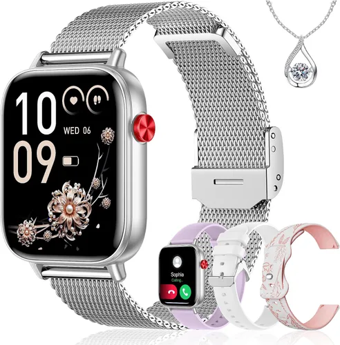 Miniatura 8 de Iaret Reloj inteligente para mujer, rastreador de fitness HD de 1.83 pulgadas con 4 bandas, responder/hacer llamadas, frecuencia cardíaca, sueño