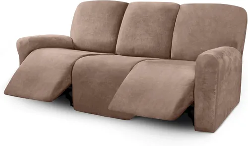 Miniatura 9 de ULTICOR Fundas de terciopelo para sofá reclinable de 8 piezas, fundas elásticas para sofá reclinable de 3 cojines, fundas para muebles, fundas