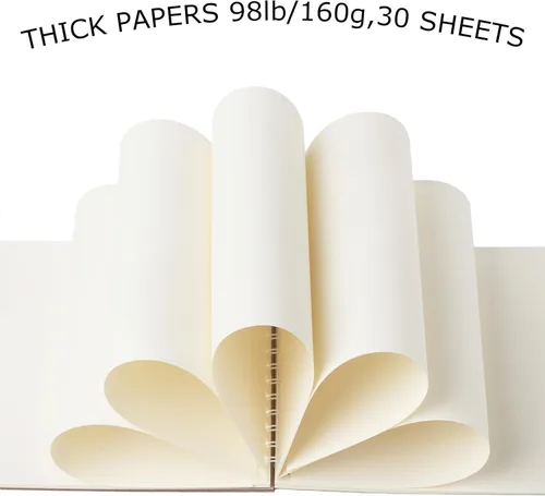 Miniatura 3 de Paquete de 2 libros estéticos de bocetos en espiral para niños, 98 libras/5.64 oz/m², papel grueso sin ácidos, A4, diario mixto en blanco, cuaderno
