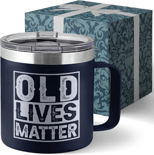 Vaso de acero inoxidable de 14 onzas con tapa para ancianos y ancianos, regalo de broma para hombres mayores, regalos para hombres mayores,