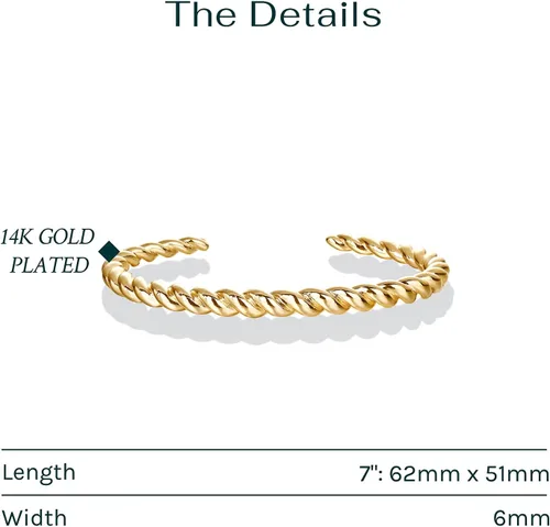 Miniatura 3 de PAVOI Pulsera trenzada chapada en oro Chapado en oro de 14 quilates Joyería ligera para el día a día