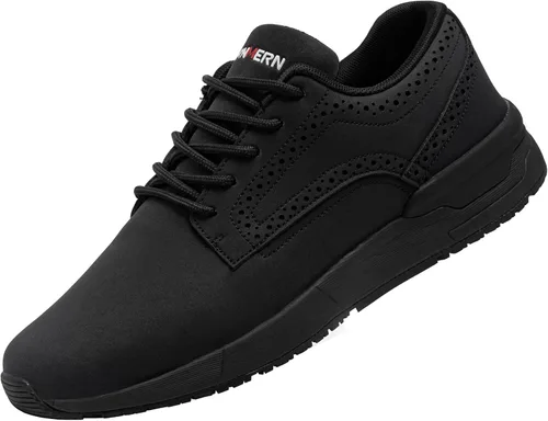 Miniatura 8 de LARNMERN Zapatos de trabajo antideslizantes para hombres, cocina, chef, antideslizantes, impermeables, para servicio de alimentos, restaurante