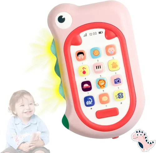 Miniatura 9 de Richgv Juguete para teléfono celular para bebé, juguetes de aprendizaje sensorial con 12 funciones, efectos de luz y múltiples sonidos, juguetes